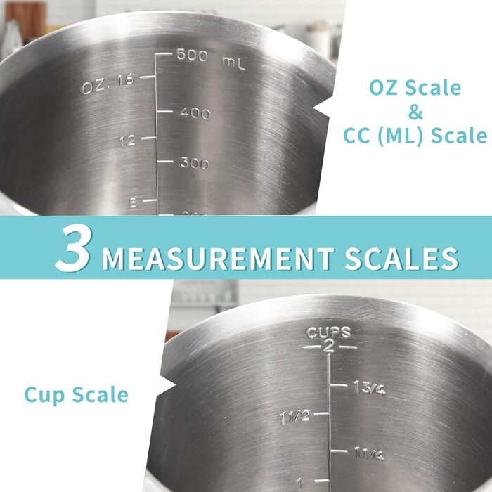 Мерный стакан 500 мл, нержавеющая сталь Vialex