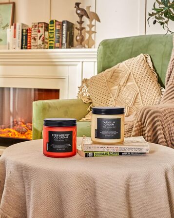 Ароматичні свічки M&SENSE з кавою у скляній банці з 2 гнітами 330 г, час горіння 70 годин, свічка з натурального соєвого воску для спальні, кухні, декору дому, подарункова свічка для чоловіків та жінок, смажена кава (червона/Getaway, суцільний колір)