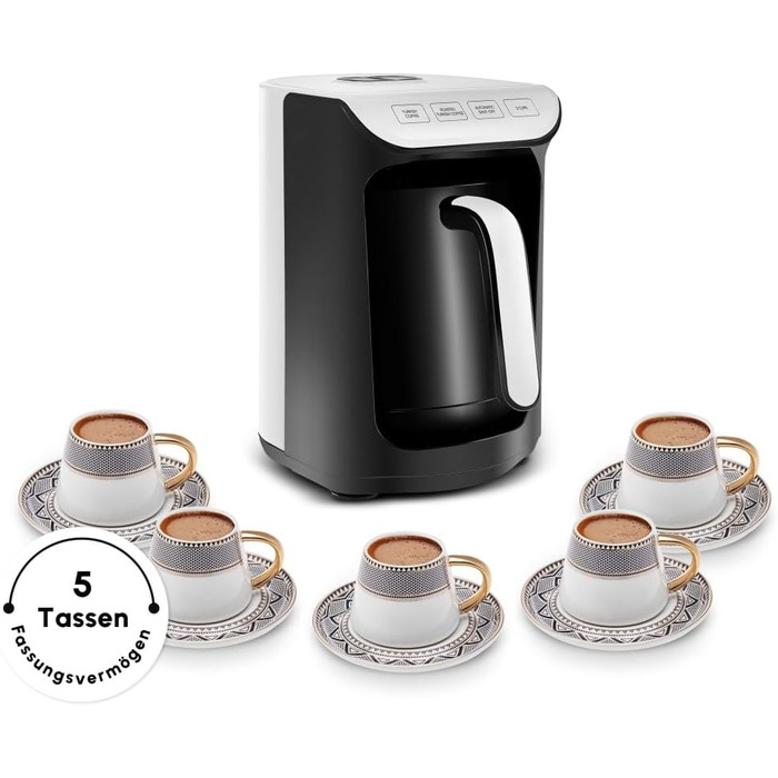 Кавоварка на 5 чашок, 535 Вт, чорно-біла Hatır Köz Karaca