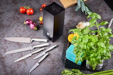 Високоякісний кухонний ніж 20 см для м&39яса, риби, птиці та овочів, нержавіюча сталь 18/10, ергономічна срібна ручка, гострий ніж для кухні (овочевий ніж)