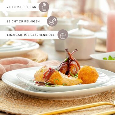 СПІВАЧКА Білий столовий сервіз Bilgola, порцеляновий набір посуду з 30 предметів на 6 персон, набір тарілок округлого дизайну, обідня тарілка (обідній сервіз 24 шт. )