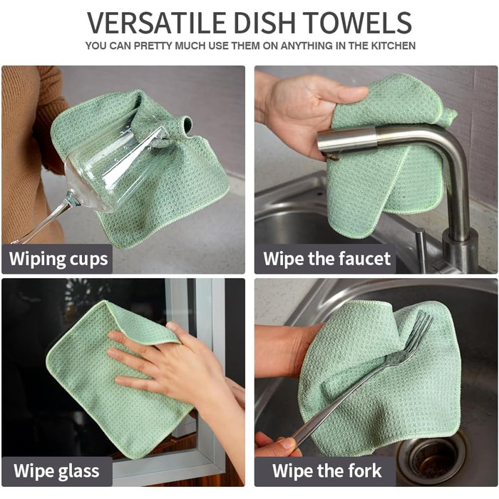 Кухонні рушники VIVOTE, рушники для гостей, подарункові, 40x60 см, 2 шт., м&39які кухонні рушники, абсорбуючі рушники (зелені, 20 x 20 см, 8 шт.)