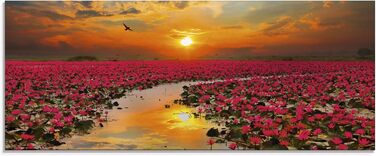 Настінний декор скляні картини настінна картина скляна картина цільна 40x40 см квадрат пляж море сонце карибський пейзаж узбережжя схід сонця морський S7LE (квіти лотоса, 125Д x 50Ш см)