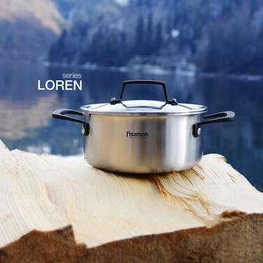 Каструля зі скляною кришкою 18 см 2 л LOREN Fissman