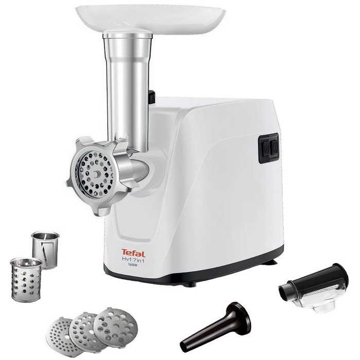 М'ясорубка 7 в 1 з насадкою для ковбас, 1600 Вт, пластик HV1 Tefal
