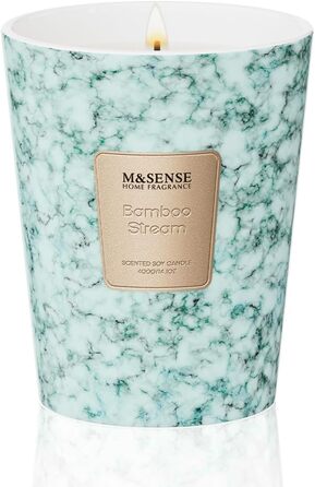 Велика ароматична свічка M&SENSE Чорні ароматичні свічки у склянці Ароматична свічка з натурального соєвого воску Розслаблююча ароматерапія Подарунок для жінок та чоловіків, Різдво Час горіння 75 годин та 2 ґноти (бамбуковий гніт, 400 г)