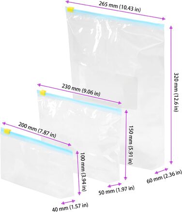Набір з 90 вакуумних пакетів 10 х 20/ 15 х 23/ 32 х 26,5 см JIEHIN