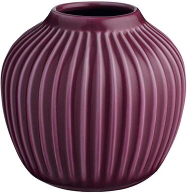 Порцелянова ваза Khler Hammershoi з канавками, сучасна ваза, кругла, цибулинна, ваза для квітів у скандинавському дизайні, 13 см (12,5 см, слива)