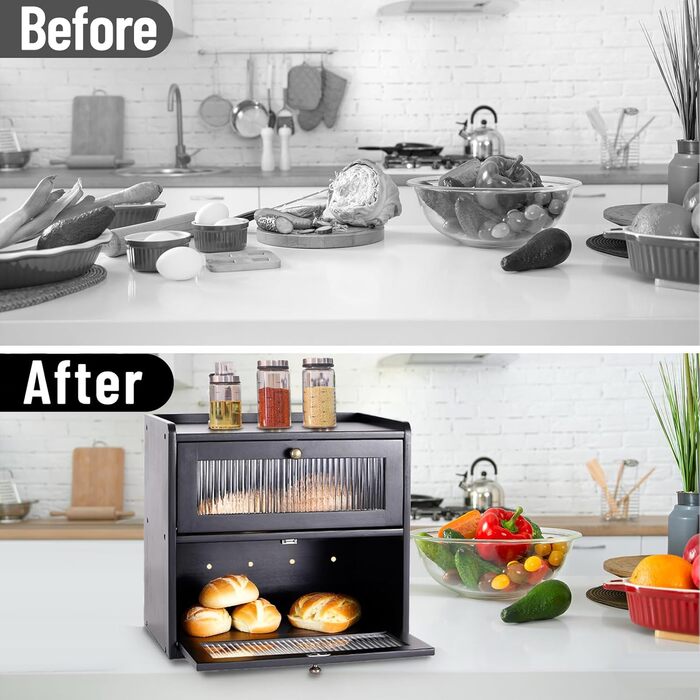 Дворівнева хлібниця 36,5 x 24 x 34 см, чорна Lnopever