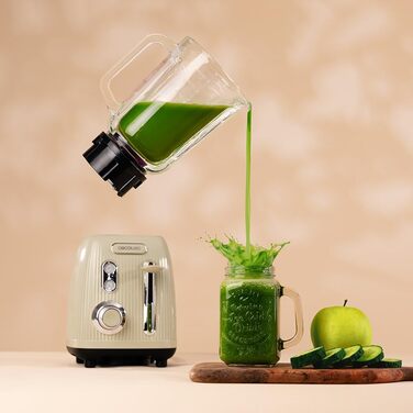 Блендер настільний 1200 Вт, 1,5 л зелений Power Black Titanium Retro Cecotec