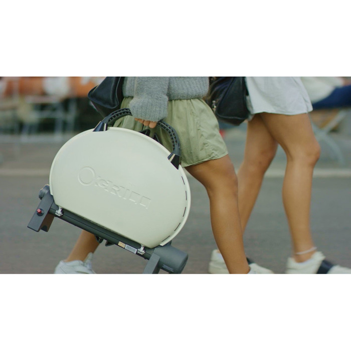 КОМПЛЕКТ Портативний переносний газовий гриль O-GRILL 500, кремовий + шланг в подарунок! Код: 013368