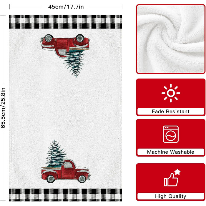 Набір з 2 різдвяних кухонних рушників 45 x 65 см, набір J Автомобіль Ohok