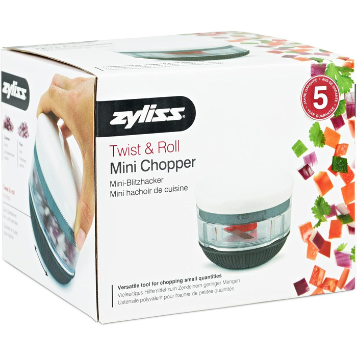 Нарезка овощей Zyliss E910012 Zig Zig Classic, пластик / нержавеющая сталь, белый / красный, ломтерезка лука, овощерезка, универсальный измельчитель, можно мыть в посудомоечной машине, гарантия 5 лет (мини-измельчитель)
