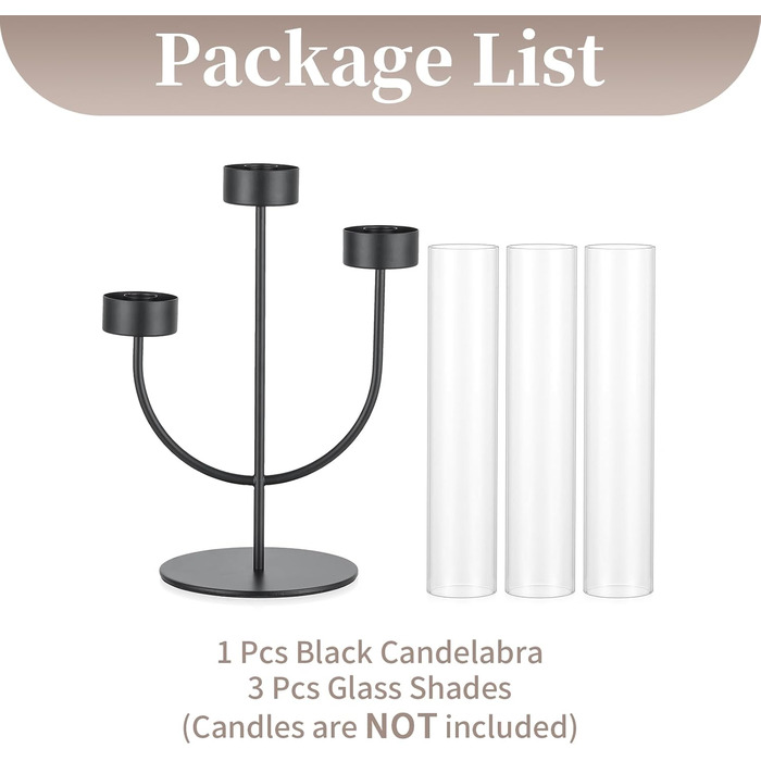 Підсвічник з 3 ручками та скляним циліндром для декору столу Sziqiqi