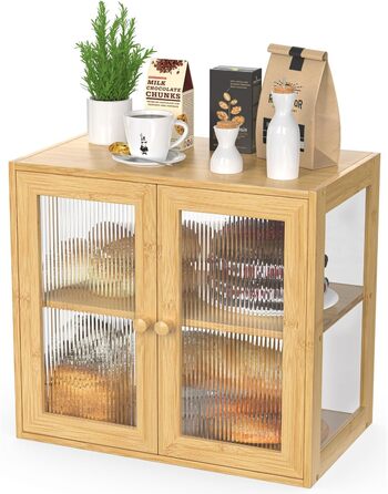 Дворівнева бамбукова хлібниця 41 x 25 x 38 см з 2 дверцятами BAMBANG