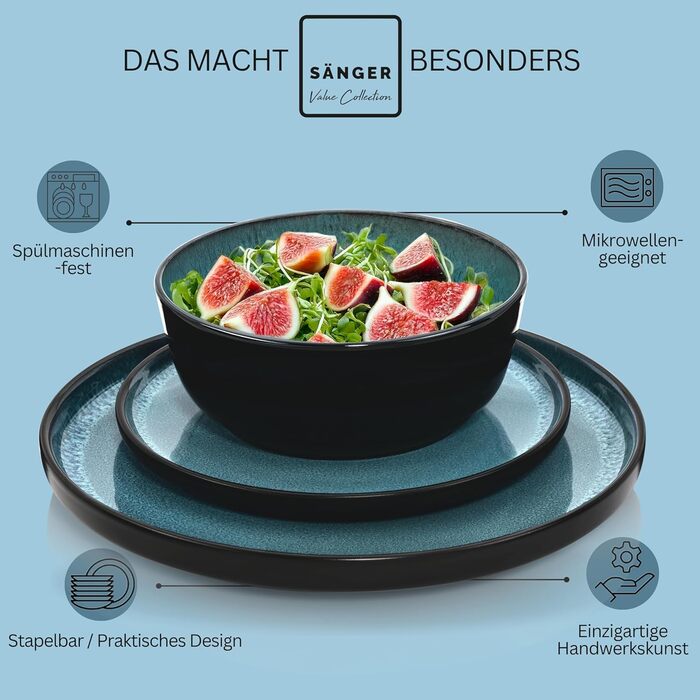 Кам&39яні миски для пасти 6 предметів, набір мисок для пасти на 6 осіб, набір мисок можна мити в посудомийній машині та мікрохвильовій печі, велика багатофункціональна миска темно-сірого кольору 750 мл VALUE COLLECTION (Vigo, набір посуду з 24 предметів)