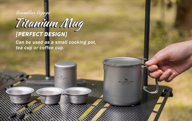Мл Титановий чайник 120 мл і 180 мл Набір чашок з фільтром і кришкою Одношарова кавова кружка Садовий пікнік Набір чайників Портативний легкий туристичний посуд для кемпінгу на відкритому повітрі Ti3127D (Кружка 500 мл з фільтром і кришкою тільки Ti3125D-