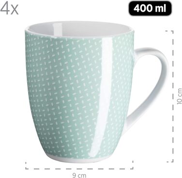 Набор посуды MSER 931566 Kitchen Time II на 4 персоны, 16 предметов Комбинированный сервиз с тонким рисунком, фарфор (зеленый)