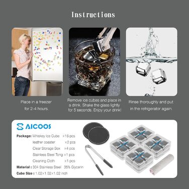 Набір кубиків льоду з нержавіючої сталі 16 шт SAICOOS