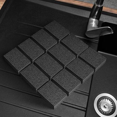 Набір губок для миття посуду 12 шт. чорний Black Sweden Home