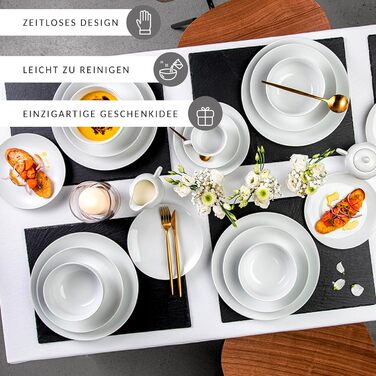 Набір порцелянового посуду на 12 персон, 86 предметів, білий New Port Sänger