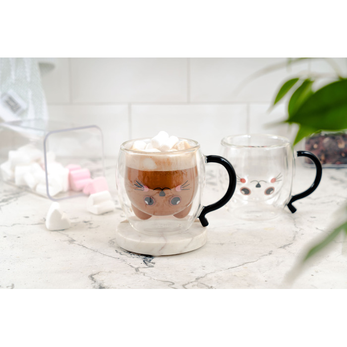 ARDESTO Набір чашок з ручками Animals з подвійними стінками, 250 мл, 2 од., боросилікатне скло