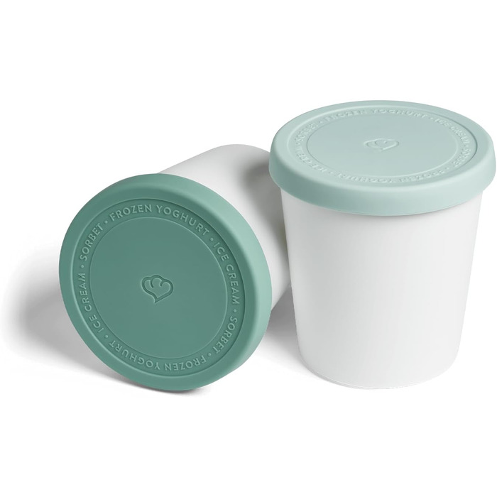 Набір з 2 контейнерів для морозива 1 л, контейнери для зберігання, морозильні банки, контейнери для льоду без бісфенолу А в харчовому класі (м'ята)