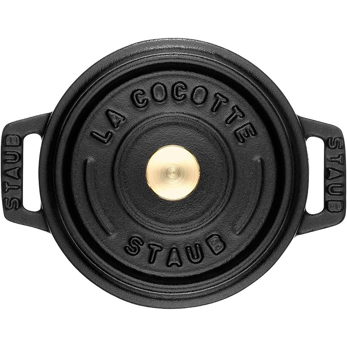 Чавунна каструля/кокотниця STAUB, кругла, 8,35 л, функція Ароматичний дощ для оптимального зволоження, для всіх типів варильних поверхонь, включаючи індукційну та духовку, (чорна, 12 см)
