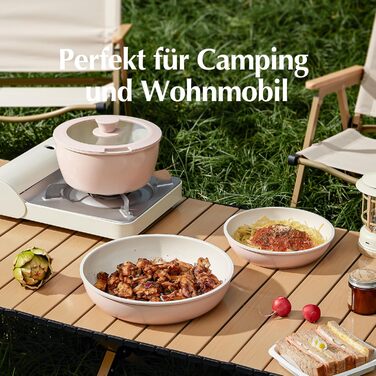 Набор посуды с крышкой и съемной ручкой, 5 предметов, розовый Redchef