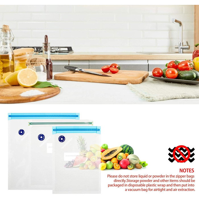 Вакуумні пакети 15 пакетів з 4 герметичними затискачами, 16,1 х 21,8/21 х 22,1/ 26,1 х 28 см GOTRUST