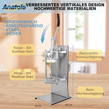 Апарат для нарізки картоплі фрі вертикальний з 4 змінними лезами Anatole