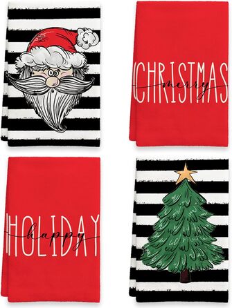 Набор из 4 рождественских кухонных полотенец 45 x 65 см, набор X Ohok