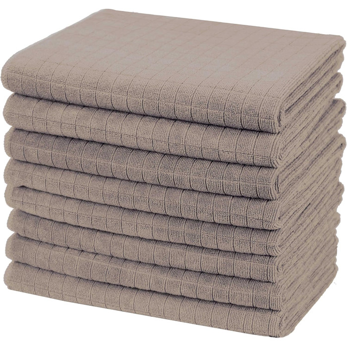 Набір з 8 кухонних рушників з мікрофібри, мяких, суперабсорбуючих і безворсових кухонних рушників, 45 x 65 см (хакі)