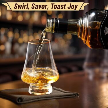 Набір із 4 келихів для віскі 235 мл із золотими обідками DUJUST