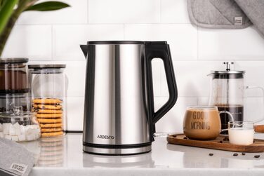 ARDESTO Електрочайник Steel Collection 1.5л, подвійні стінки, сріблястий