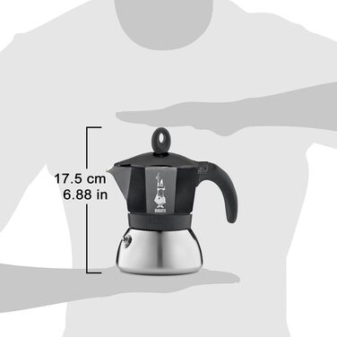 Мока-пот, Підходить для всіх плит, Еспресо (150 мл), (3 чашки, Moka Induction, Чорний)