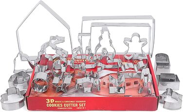 Набір формочок для печива у формі пряникового будиночка, FantasyDay, 10 шт. , формочки для печива з нержавіючої сталі, різдвяні формочки для тематичних тортів, тортів на день народження, помадного печива, сендвічів (4)