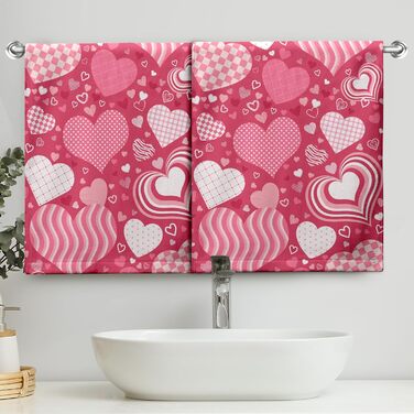 Різдвяні кухонні рушники Kwlegh, рушник для рук, різдвяна ялинка, цукерка-тростина, сніжинка, рушник для пальців, набір з 2 шт. , милий чоловічий банний рушник, високопоглинаючі рушники, 36 x (рожеві з сердечками)