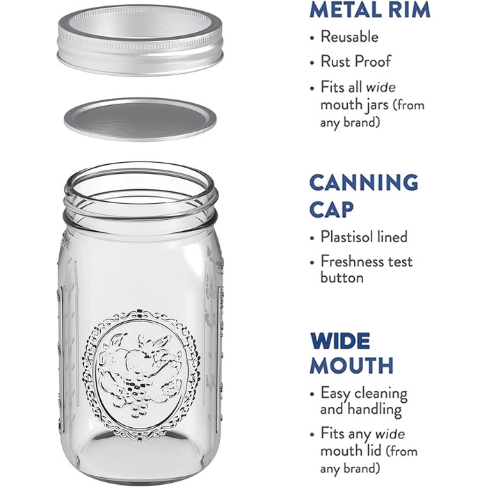 Банки з кришками для консервації 960 мл Tebery