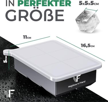 Запатентована кругла форма для льоду Neighbour&39s Friend, 2 шт. - XXL форма для льоду для віскі, рому та коктейлів - 12 кубиків льоду - міцна платиновий силіконова форма для льоду, придатна для миття в посудомийній машині (2 чорні форми для льоду)