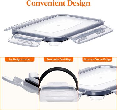 Банки для зберігання Lifewit з кришками 15 комплектів, контейнери для зберігання з універсальними кришками, герметична коробка для зберігання Кухонний органайзер з етикетками для зерна, борошна, цукру, пластівців на кухні, прямокутний без бісфенолу А (наб