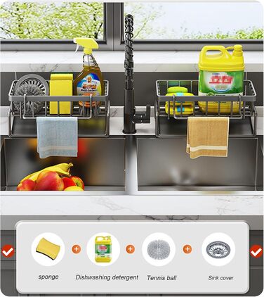 Органайзер для раковини, чорний ViWaVee