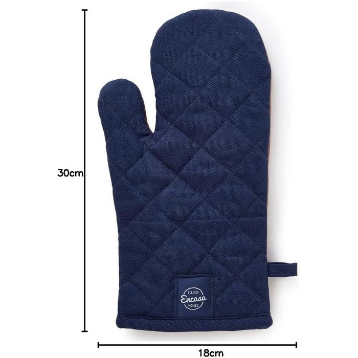 Рукавички для духовки та мікрохвильової печі Encasa Homes Extra Long (2 шт.) для кухні - Силіконові сріблясті, термостійкі - Захищають руки від гарячого обладнання - (18 x 30 см, шотландсько-блакитні)