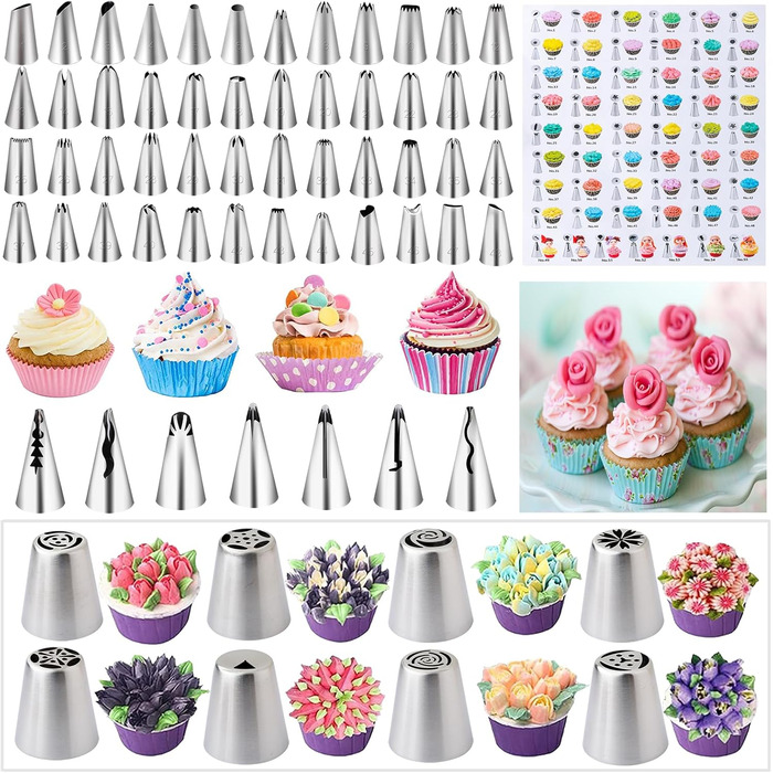 Набір аксесуарів для торта Nifogo, 356 предметів, аксесуари для випічки, аксесуари для декорування тортів з обертовою підставкою, кондитерські мішки, кондитерські насадки, шпателі для початківців (356 шт. світло-рожеві)