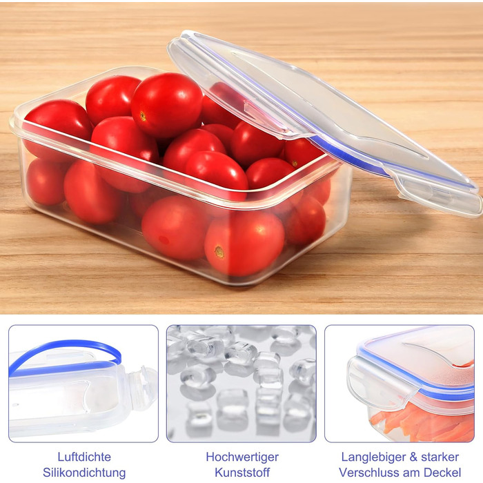 Контейнери для зберігання харчових продуктів YASHE з кришками, 16 шт. (8 контейнерів, 8 кришок), набір контейнерів для зберігання, 100 герметичні, без BPA, 0,24-1,5 л (SE-32PCS)