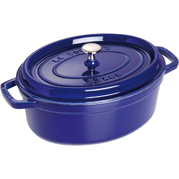 Чавунна жаровня/кокот STAUB, овальна 6,7 л, (29 см, темно-синя)