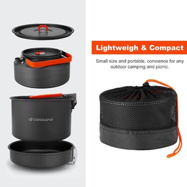 Набор посуды для кемпинга на 2-3 человека Odoland