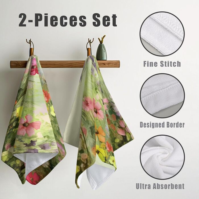 Різдвяні кухонні рушники Kwlegh, рушник для рук, різдвяна ялинка, цукерка-тростина, сніжинка, рушник для пальців, набір з 2 шт. , милий чоловічий банний рушник, високопоглинаючі рушники, 36 x (картина олією з квітами)