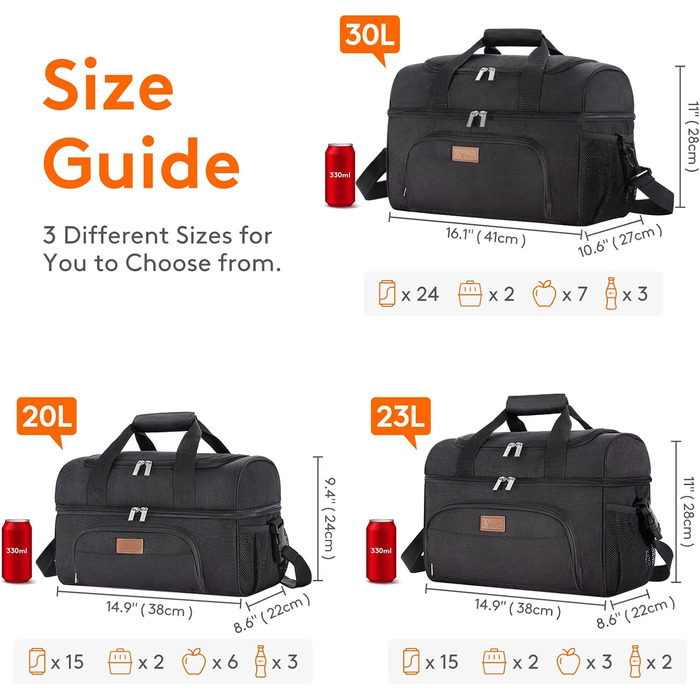 Сумка-холодильник 23 л черный Lifewit