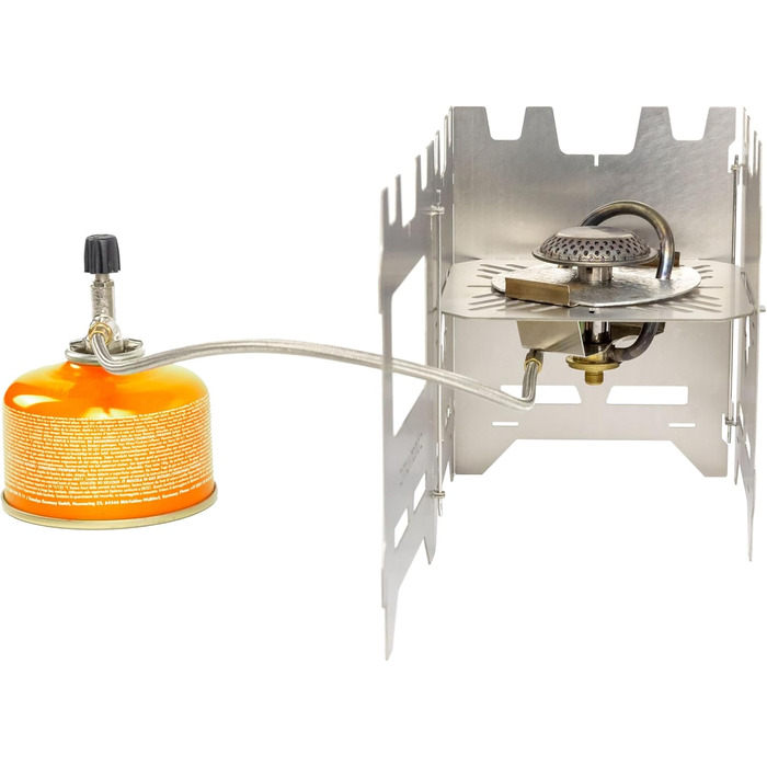 Хобо Преміум Складана вулична плита з термостійкої нержавіючої сталі XL-набір з багатьма аксесуарами Зроблено в Німеччині (вставка з нержавіючої сталі для газового пальника Trangia)